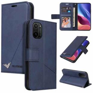 For Xiaomi Poco F3 GQUTROBE Right Angle Leather Phone Case(Blue)