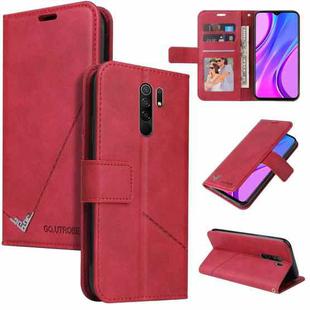 For Xiaomi Redmi 9 GQUTROBE Right Angle Leather Phone Case(Red)