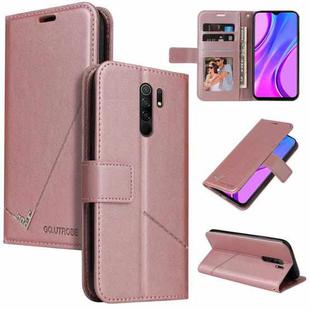 For Xiaomi Redmi 9 GQUTROBE Right Angle Leather Phone Case(Rose Gold)