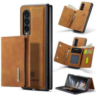 For Samsung Galaxy Z Fold4 DG.MING M1 Series 3-Fold Multi Card Wallet  Phone Case(Brown)