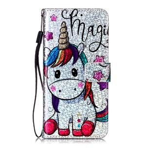 For Huawei P40 Lite Glitter Pattern Horizontal Flip Leather Case with Holder & Card slot & Wallet & Lanyard(Star Unicorn)