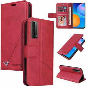 Huawei P smart 2021 GQUTROBE Right Angle Leather Phone Case(Red)