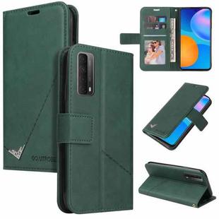 Huawei P smart 2021 GQUTROBE Right Angle Leather Phone Case(Green)