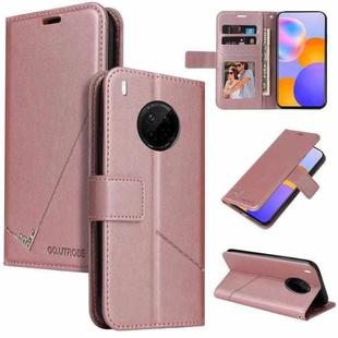 For Huawei Mate 40 Lite GQUTROBE Right Angle Leather Phone Case(Rose Gold)