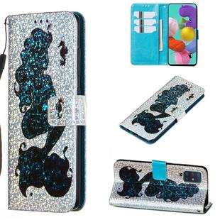 For Galaxy A41 Glitter Pattern Leather Case With Left And Right With Bracket & Card slot & Wallet & Lanyard(Mermaid and seahorse)