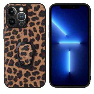 For iPhone 13 Pro Max Leather Back Phone Case with Holder (Leopard Print)