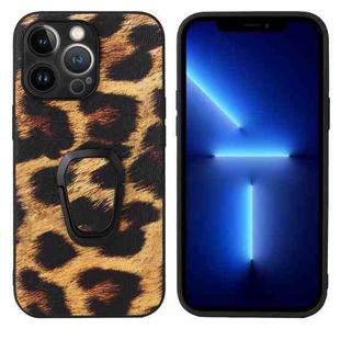 For iPhone 13 Pro Leather Back Phone Case with Holder (Tiger Print)