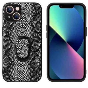 For iPhone 13 Leather Back Phone Case with Holder(Snakeskin Print)