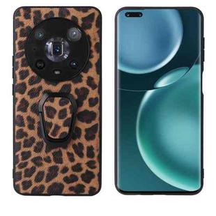 For Honor Magic4 Pro Leather Back Phone Case with Holder(Leopard Print)