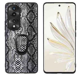 For Honor 70 Pro Leather Back Phone Case with Holder(Snakeskin Print)