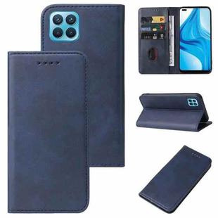For OPPO F17 Pro Magnetic Closure Leather Phone Case(Blue)