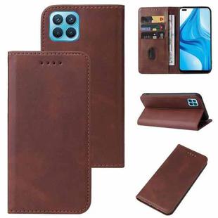 For OPPO F17 Pro Magnetic Closure Leather Phone Case(Brown)