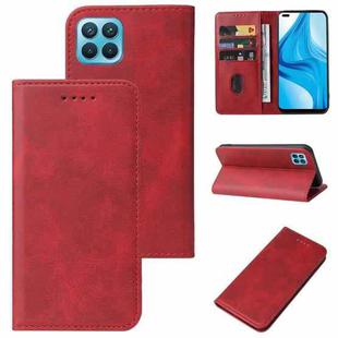 For OPPO F17 Pro Magnetic Closure Leather Phone Case(Red)