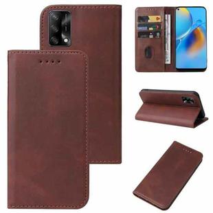 For OPPO F19 Magnetic Closure Leather Phone Case(Brown)