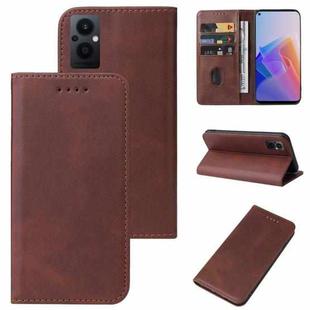 For OPPO F21 Pro 5G Magnetic Closure Leather Phone Case(Brown)