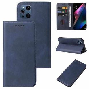 For OPPO Find X3 Magnetic Closure Leather Phone Case(Blue)