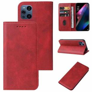 For OPPO Find X3 Magnetic Closure Leather Phone Case(Red)