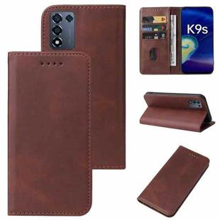 For OPPO K9s Magnetic Closure Leather Phone Case(Brown)