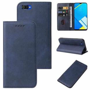 For Realme C2 Magnetic Closure Leather Phone Case(Blue)