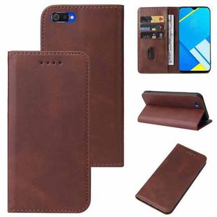 For Realme C2 Magnetic Closure Leather Phone Case(Brown)