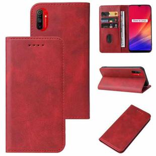 For Realme C3 Magnetic Closure Leather Phone Case(Red)