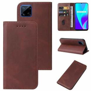 For Realme C12 Magnetic Closure Leather Phone Case(Brown)