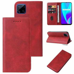 For Realme C12 Magnetic Closure Leather Phone Case(Red)