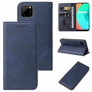 For Realme C21 Magnetic Closure Leather Phone Case(Blue)
