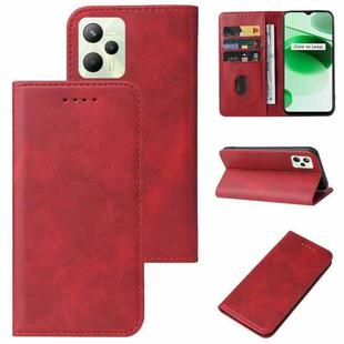 For Realme C35 Magnetic Closure Leather Phone Case(Red)