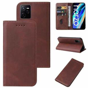 For Realme Narzo 50A Prime Magnetic Closure Leather Phone Case(Brown)