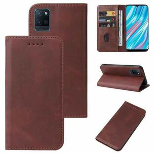 For Realme V11 5G Magnetic Closure Leather Phone Case(Brown)