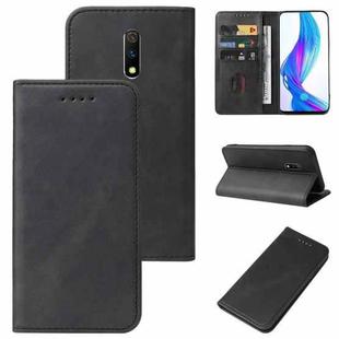 For Realme X Magnetic Closure Leather Phone Case(Black)