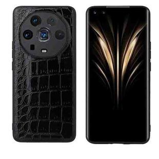 For Honor Magic4 Ultimate Leather Back Phone Case(Black Crocodile Texture)