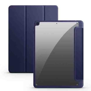 Acrylic 3-folding Smart Leather Tablet Case For iPad 9.7 2018/2017(Dark Blue)