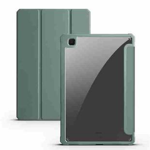 For Samsung Galaxy Tab S6 Lite 2020/2022 Acrylic 3-folding Smart Leather Tablet Case(Dark Green)