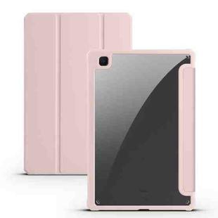 For Samsung Galaxy Tab S6 Lite 2020/2022 Acrylic 3-folding Smart Leather Tablet Case(Pink)
