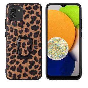 For Samsung Galaxy A03 Leather Back Phone Case with Holder(Leopard Print)