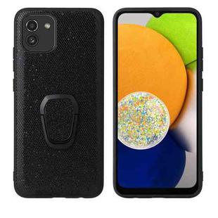For Samsung Galaxy A03 Leather Back Phone Case with Holder(Black Sequins)