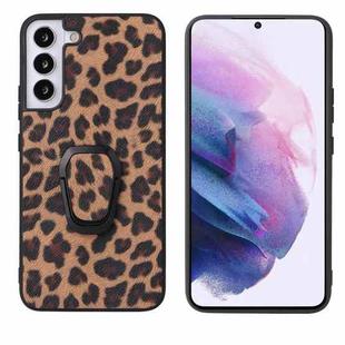 For Samsung Galaxy S22+ 5G Leather Back Phone Case with Holder(Leopard Print)