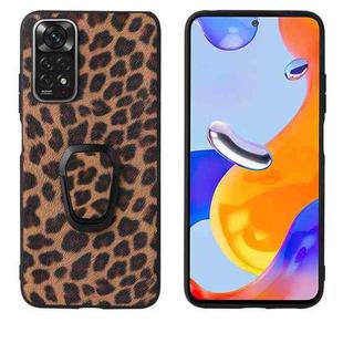 For Xiaomi Redmi Note 11 Leather Back Phone Case with Holder(Leopard Print)