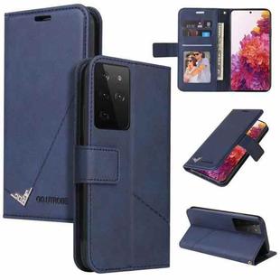 For Samsung Galaxy S21 Ultra 5G GQUTROBE Right Angle Leather Phone Case(Blue)