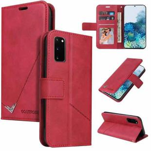 For Samsung Galaxy S20 GQUTROBE Right Angle Leather Phone Case(Red)