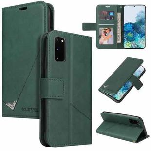 For Samsung Galaxy S20 GQUTROBE Right Angle Leather Phone Case(Green)