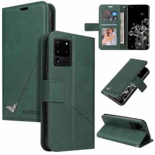 For Samsung Galaxy S20 Ultra GQUTROBE Right Angle Leather Phone Case(Green)