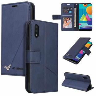 For Samsung Galaxy A02 GQUTROBE Right Angle Leather Phone Case(Blue)