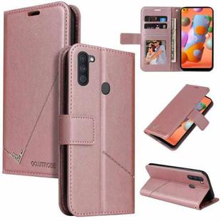 For Samsung Galaxy A11 Global Version GQUTROBE Right Angle Leather Phone Case(Rose Gold)