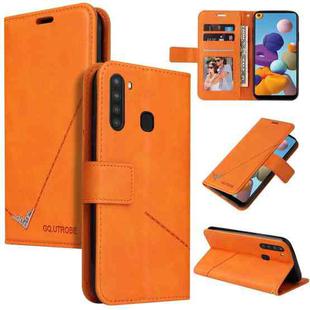 For Samsung Galaxy A21 GQUTROBE Right Angle Leather Phone Case(Orange)