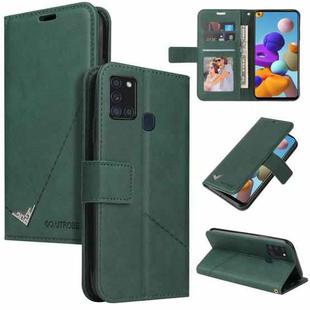 For Samsung Galaxy A21s GQUTROBE Right Angle Leather Phone Case(Green)