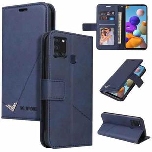 For Samsung Galaxy A21s GQUTROBE Right Angle Leather Phone Case(Blue)