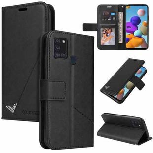 For Samsung Galaxy A21s GQUTROBE Right Angle Leather Phone Case(Black)